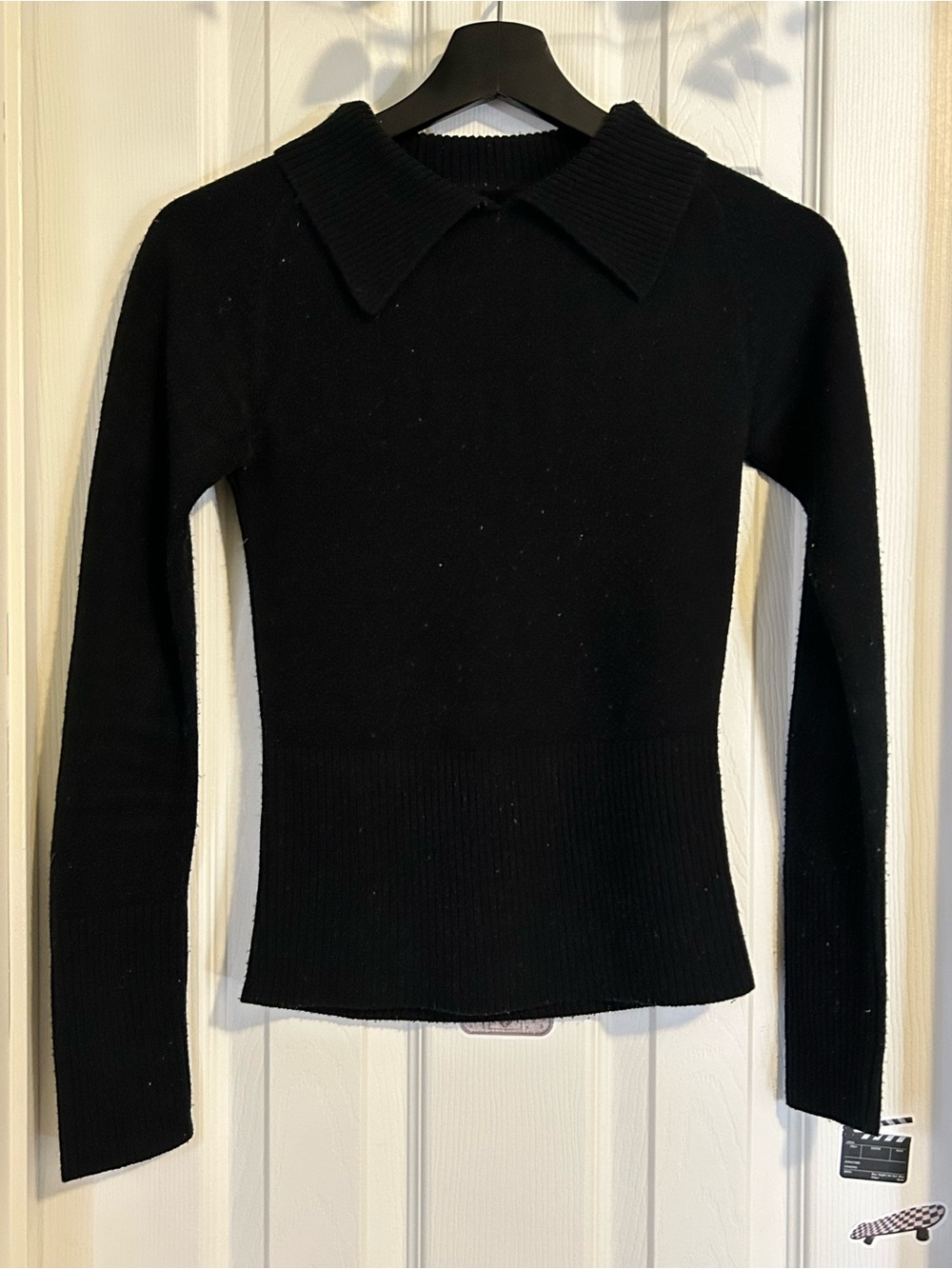 5/$10‼️ Black Long Sleeve Knit Top with Fold Collar